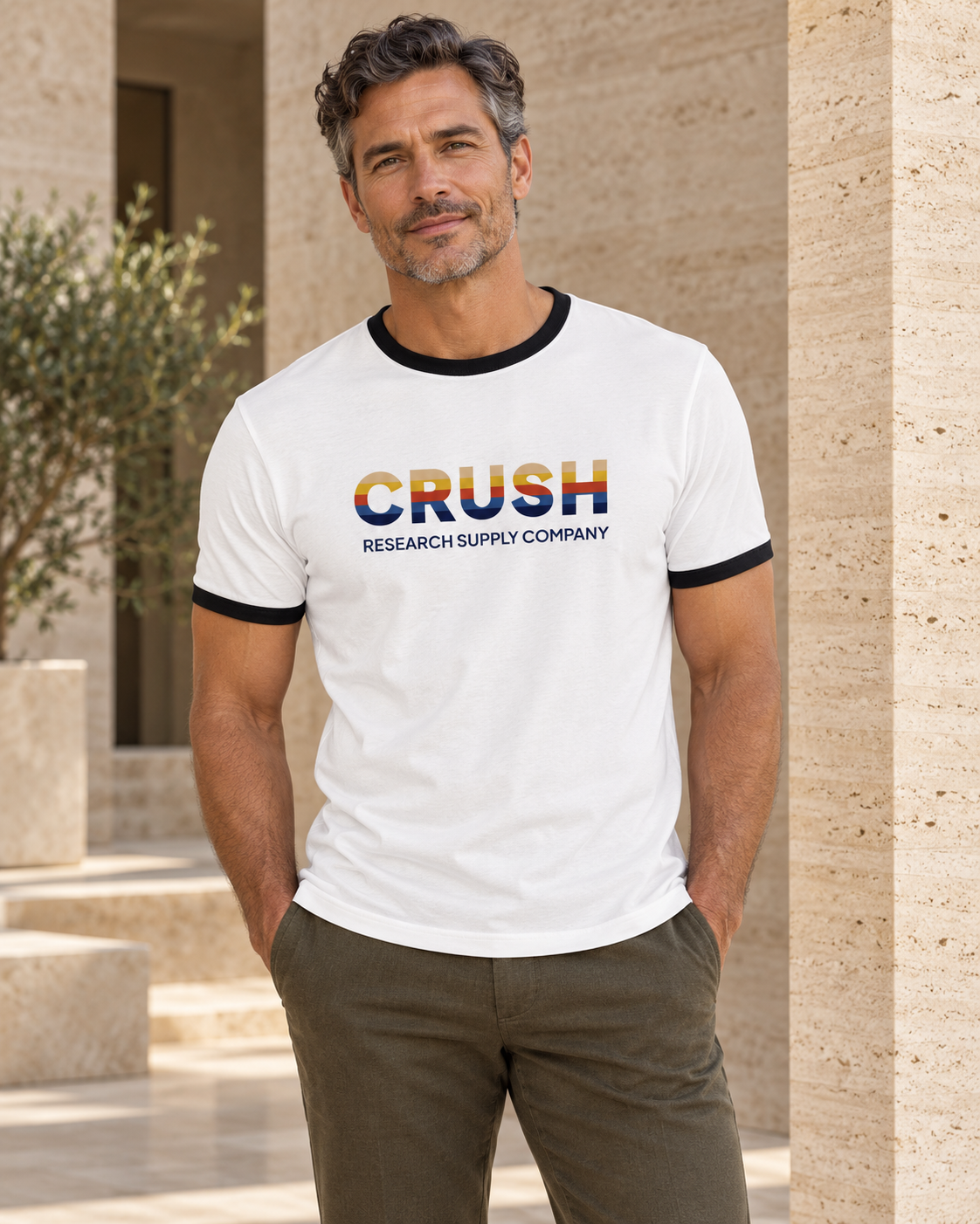 CRUSH ringer — White / Black on model